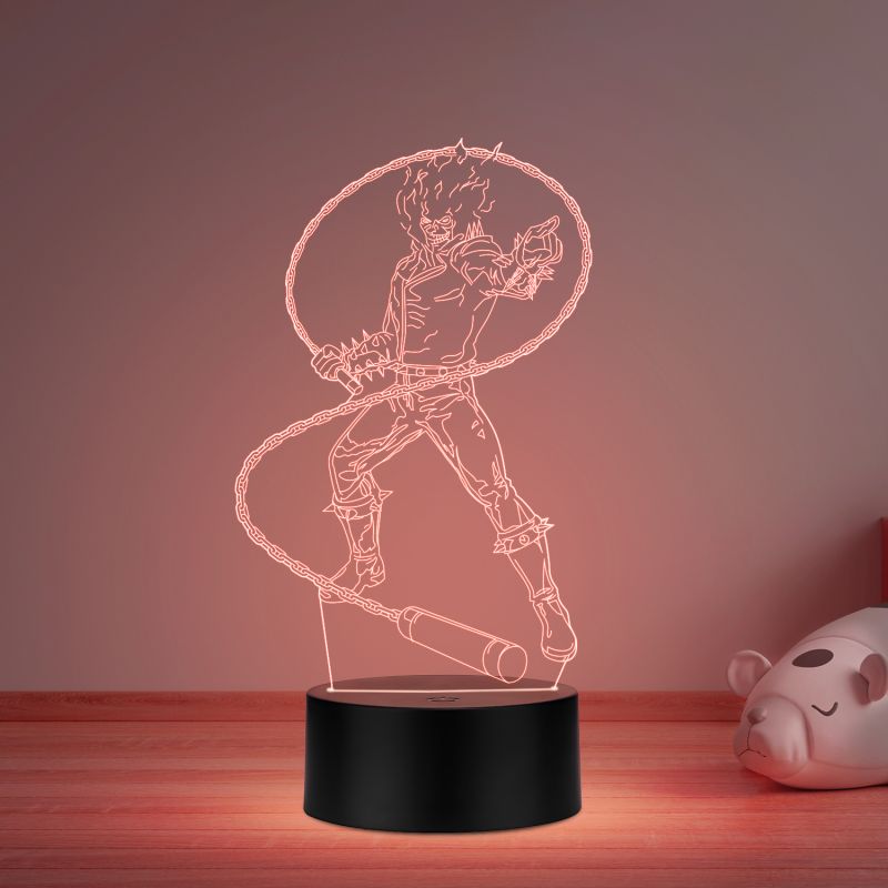 3D Illusion Ghost Raider Led Night Lamp Multicolored Light Gift for Anime Lover